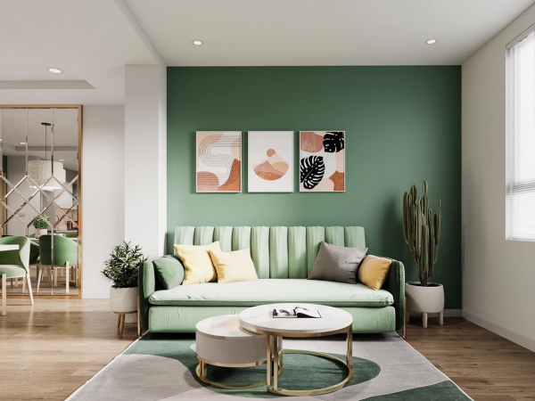 Công trình chung cư em Phương trẻ trung với màu xanh chủ đạo