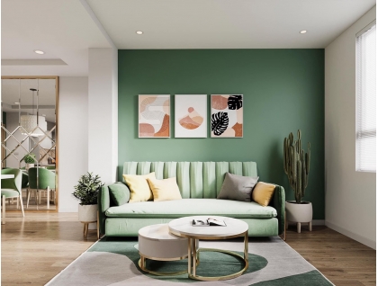 Công trình chung cư em Phương trẻ trung với màu xanh chủ đạo